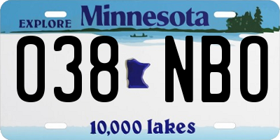 MN license plate 038NBO