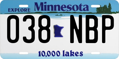 MN license plate 038NBP