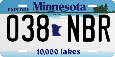 MN license plate 038NBR