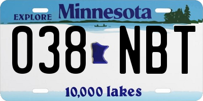 MN license plate 038NBT