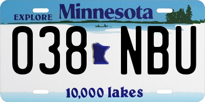 MN license plate 038NBU