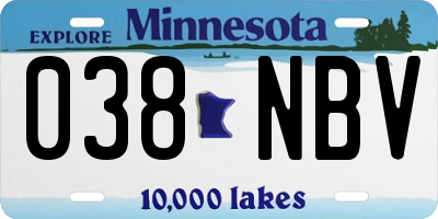 MN license plate 038NBV