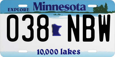 MN license plate 038NBW