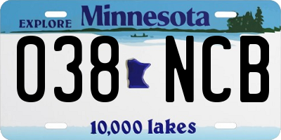 MN license plate 038NCB