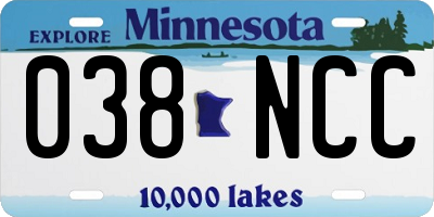 MN license plate 038NCC