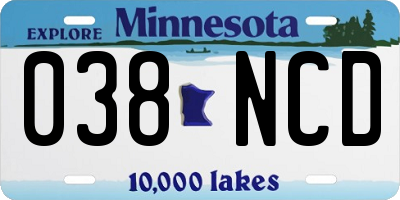MN license plate 038NCD