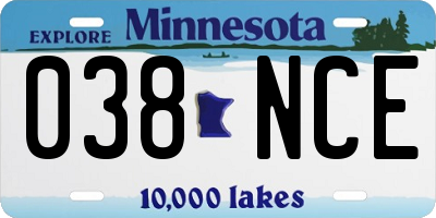 MN license plate 038NCE