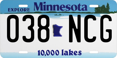 MN license plate 038NCG