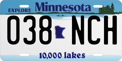 MN license plate 038NCH