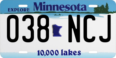 MN license plate 038NCJ