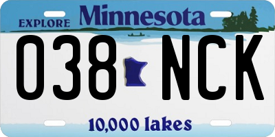 MN license plate 038NCK