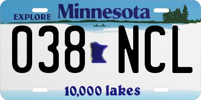 MN license plate 038NCL