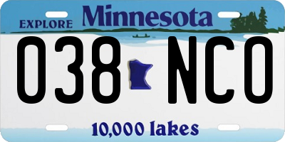 MN license plate 038NCO