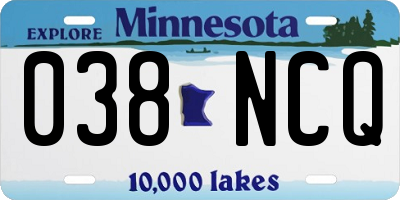 MN license plate 038NCQ