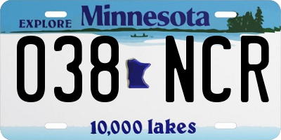 MN license plate 038NCR