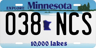 MN license plate 038NCS