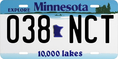 MN license plate 038NCT