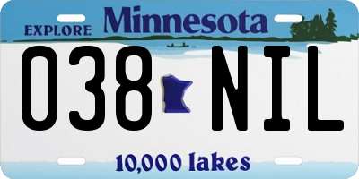 MN license plate 038NIL