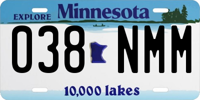 MN license plate 038NMM