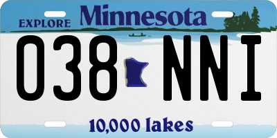 MN license plate 038NNI