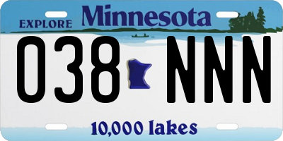 MN license plate 038NNN