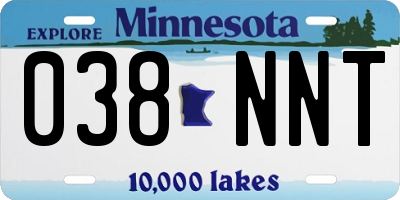 MN license plate 038NNT