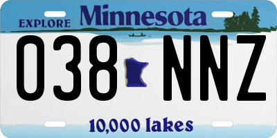 MN license plate 038NNZ