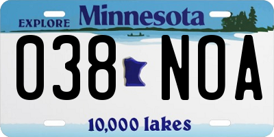 MN license plate 038NOA