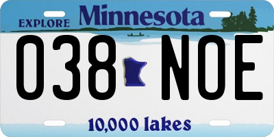 MN license plate 038NOE