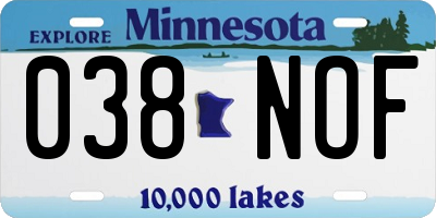 MN license plate 038NOF