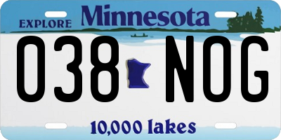 MN license plate 038NOG