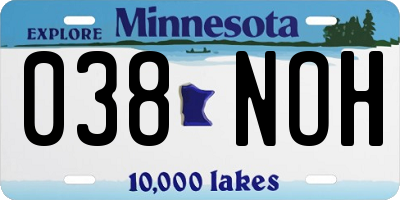 MN license plate 038NOH