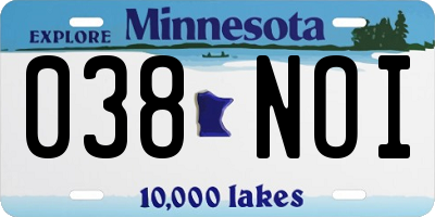MN license plate 038NOI