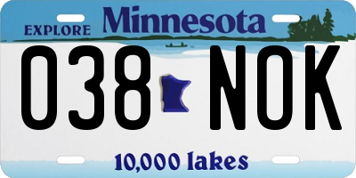 MN license plate 038NOK