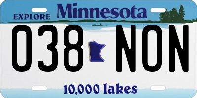 MN license plate 038NON
