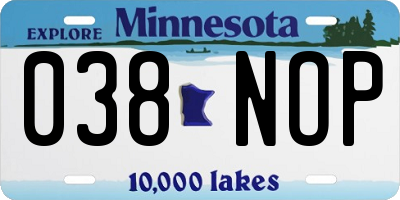 MN license plate 038NOP