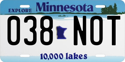 MN license plate 038NOT