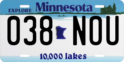 MN license plate 038NOU