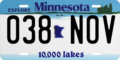 MN license plate 038NOV