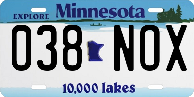 MN license plate 038NOX