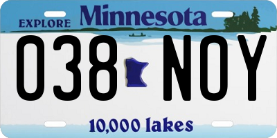 MN license plate 038NOY