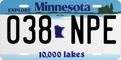 MN license plate 038NPE