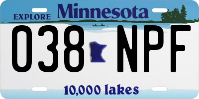 MN license plate 038NPF