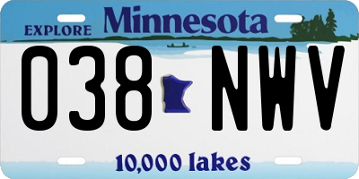 MN license plate 038NWV