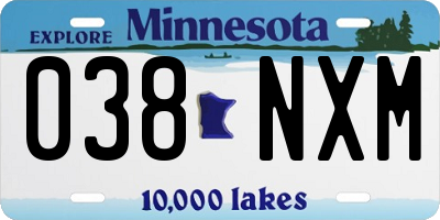 MN license plate 038NXM