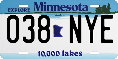 MN license plate 038NYE