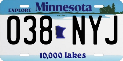 MN license plate 038NYJ
