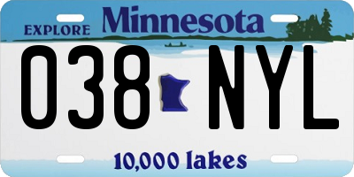 MN license plate 038NYL