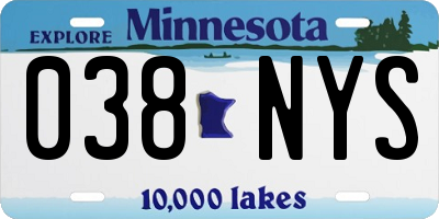MN license plate 038NYS