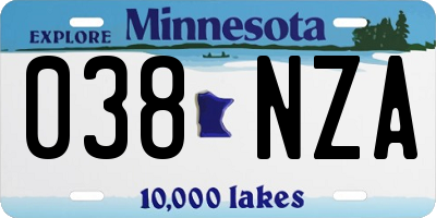 MN license plate 038NZA